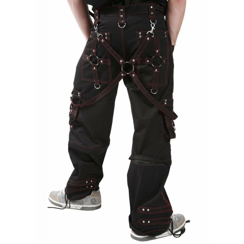 Men Gothic Pant Bondage Trouser Black Red Punk Rock Short Pants Punk Trouser Men Baggy Pants